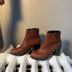 Brown leather ankle boots
